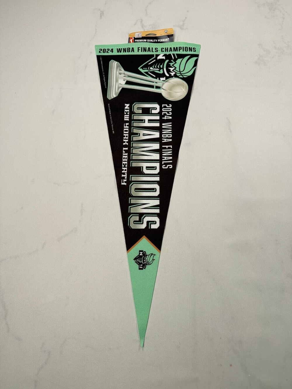 WinCraft 2024 New York LibertyWNBA Finals Champions Pennant Turquoise